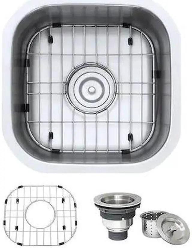 Alt view image 2 of 8 - Ruvati RVM4138 16 x 16 in. Bar Prep Sink Undermount 16 Gauge Stainless Steel