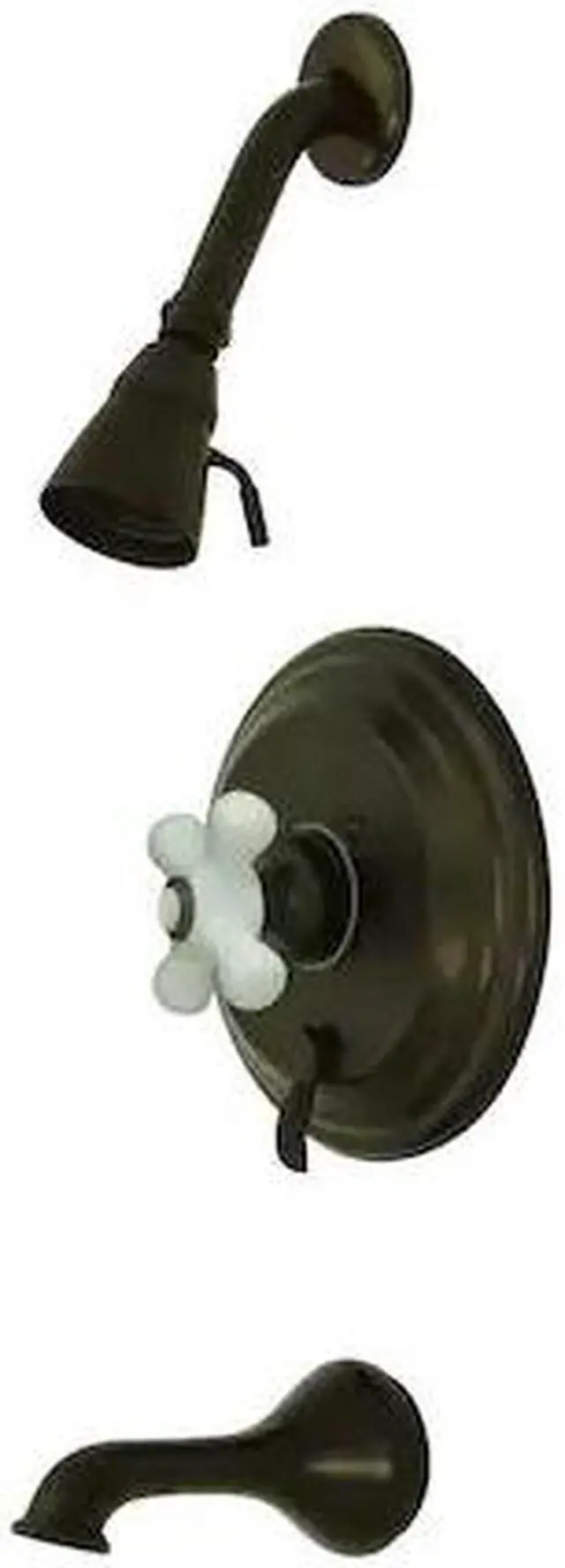 Alt view image 5 of 6 - RESTORATION TUB/SHOWER FAUCET W/PORCELAIN CROSS HANDLE-Oil Rubbed Bronze Finish