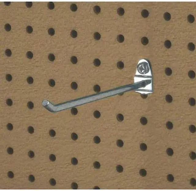 Alt view image 2 of 6 - Triton Products 71813 DuraHook 8-Inch Single Rod 30 Degree Bend 1/4-Inch DiameterZinc Plated Steel Pegboard Hook for DuraBoard or 1/8 Inch and 1/4 Inch Pegboard, 5-Pack