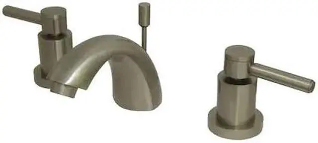 Alt view image 3 of 3 - Two Handle 4" to 8" Mini Widespread Lavatory Faucet with Brass Pop-up in Satin Nickel by Kingston Brass