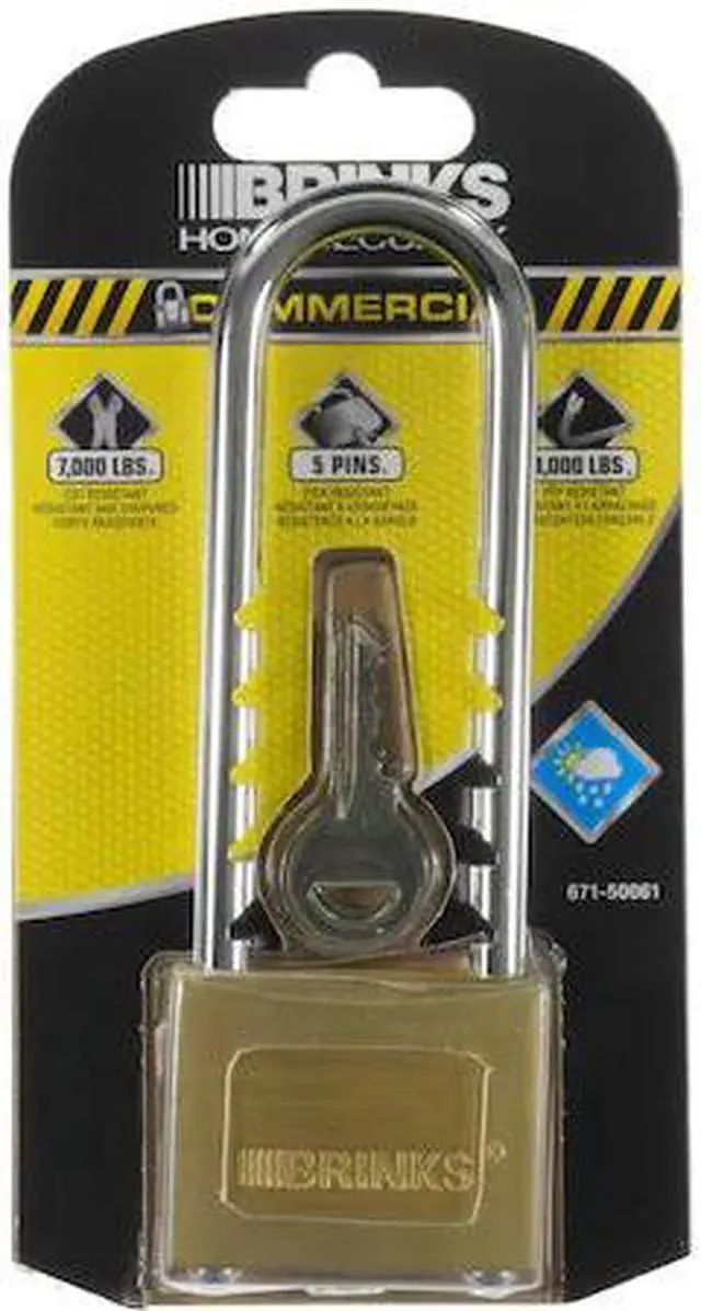 Main image of BRINKS 671-50061 Keyed Different Padlock, Brass, 50mm, High Security,