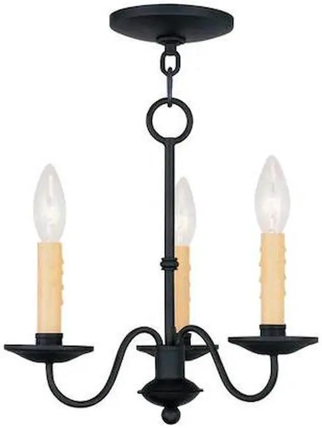 Main image of Livex Lighting 4463-04 Heritage 3-Light Mini Chandelier, Black