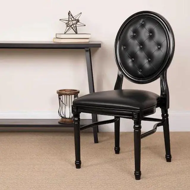 Alt view image 8 of 14 - Flash Furniture HERCULES Series Resin King Louis Chair Black 2 Pack (2LEBBCMON) 2LEBBTMON