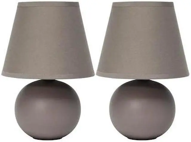 Alt view image 2 of 13 - Simple Designs Mini Ceramic Globe Table Lamp 2 Pack Set, Gray