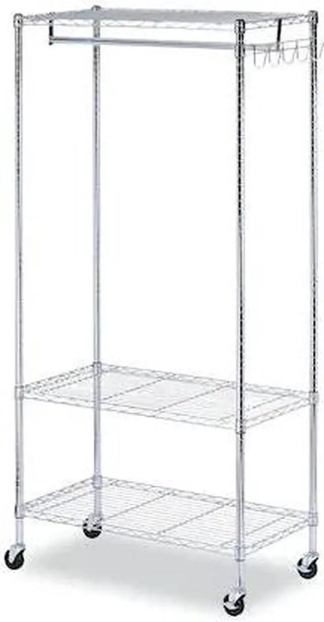Alt view image 7 of 16 - Alera WIRE SHELVING GARMENT RACK, 30 GARMENTS, 36W X 18D X 75H, SILVER ALEGR363618SR