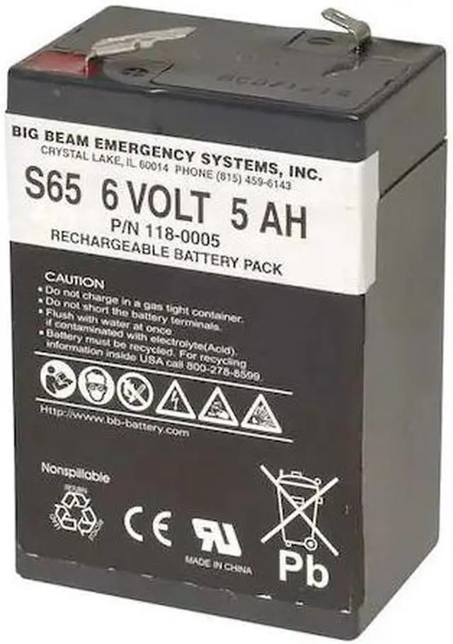 Alt view image 2 of 4 - BIG BEAM S65 Battery,Lead Calcium,6V,4.6Ah