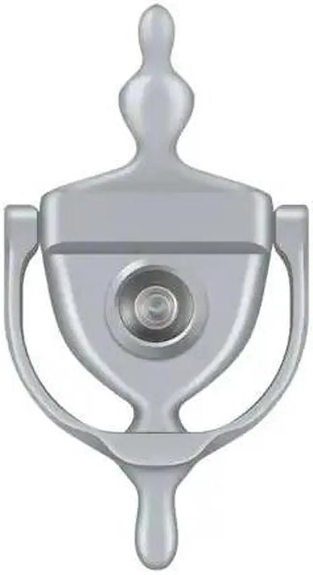 Alt view image 2 of 2 - Solid Brass Door Knocker w Viewer (Brushed Chrome)