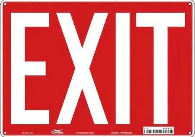 Main image of CONDOR 486X42 Exit Sign, Plastic, 14" W, 10" H, Exit, Red