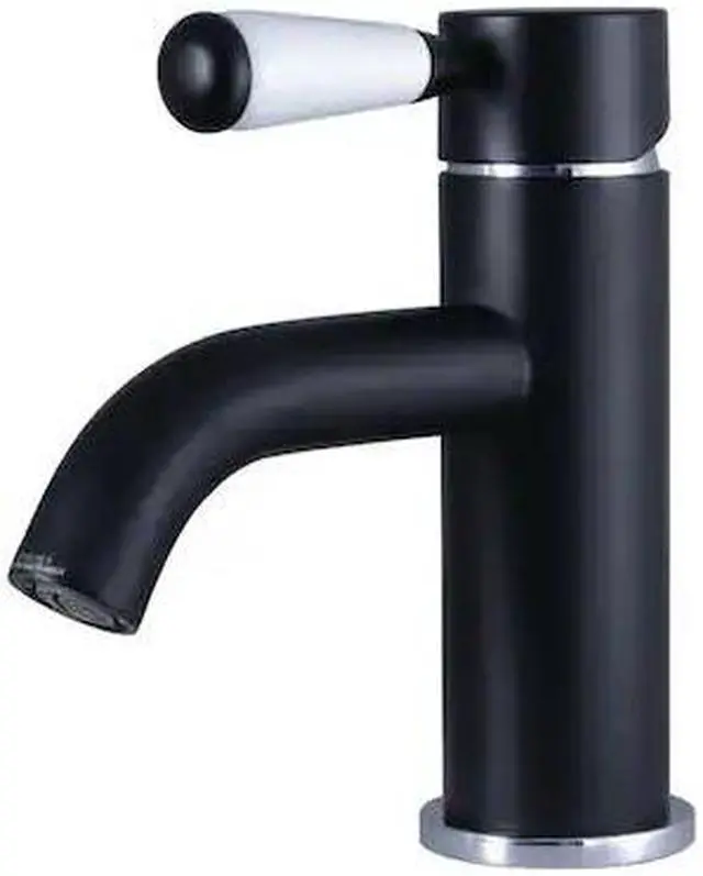 Alt view image 2 of 5 - Fauceture LS8227DPL Modern Paris Single-Handle Bathroom Faucet with Deck Plate & Drain - Matte Black & Polished Chrome