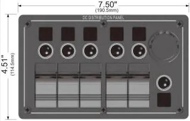 Alt view image 2 of 6 - 5-Switch Voltmeter Panel W/Breakers Black Bulldog Winch