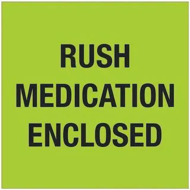 Alt view image 5 of 5 - Tape Logic Labels "Rush - Medication Enclosed" Fluorescent Green 500/Roll DL1338