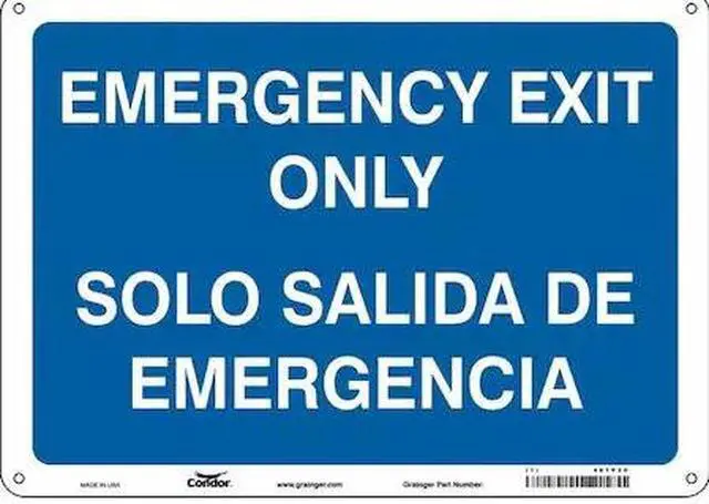 Main image of CONDOR 467P20 Exit Sign, Aluminum, 14" W, 10" H, Emergency Exit Only/Solo