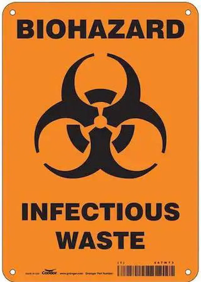 Main image of CONDOR 447W73 Biohazard Sign, 10 in H, 7 in W, Horizontal Rectangle, English,