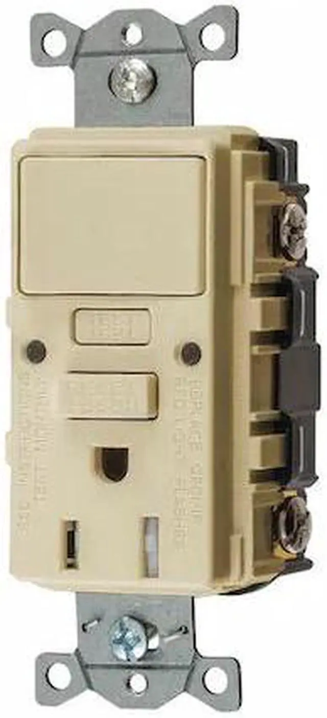 Alt view image 2 of 2 - HUBBELL WIRING DEVICE-KELLEMS GFSPST15I GFCI Rceptcle, Commer., Ivry, 15A, 0.5