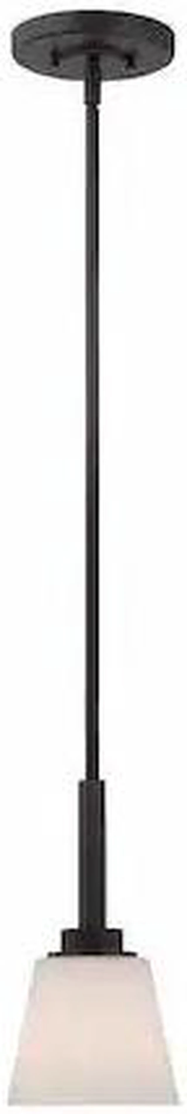 Main image of NUVO 60-5557 Mobili 1 Light Mini Pendant Satin White Glass Aged Bronze