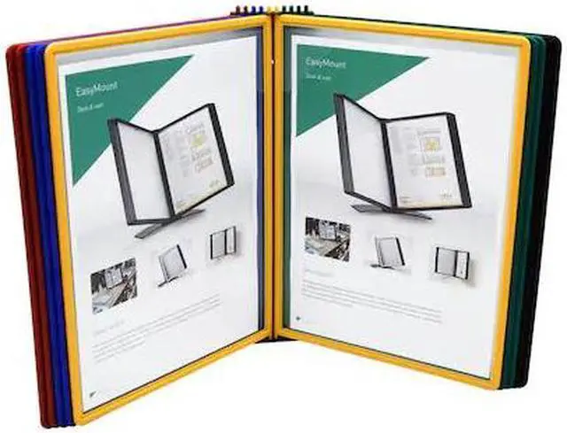 Alt view image 2 of 5 - tarifold easy-load wall display unit with 10 display pockets - assorted colors - 20 sheet capacity (ezw791)