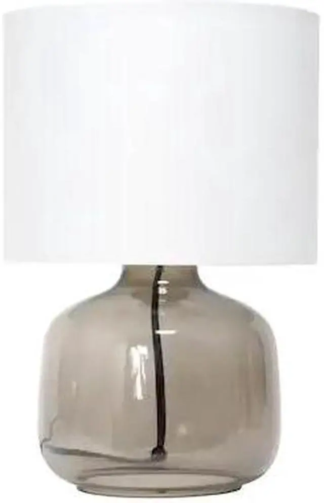 Alt view image 7 of 15 - Simple Designs  Glass Table Lamp with Fabric Shade, Smoke with White Shade