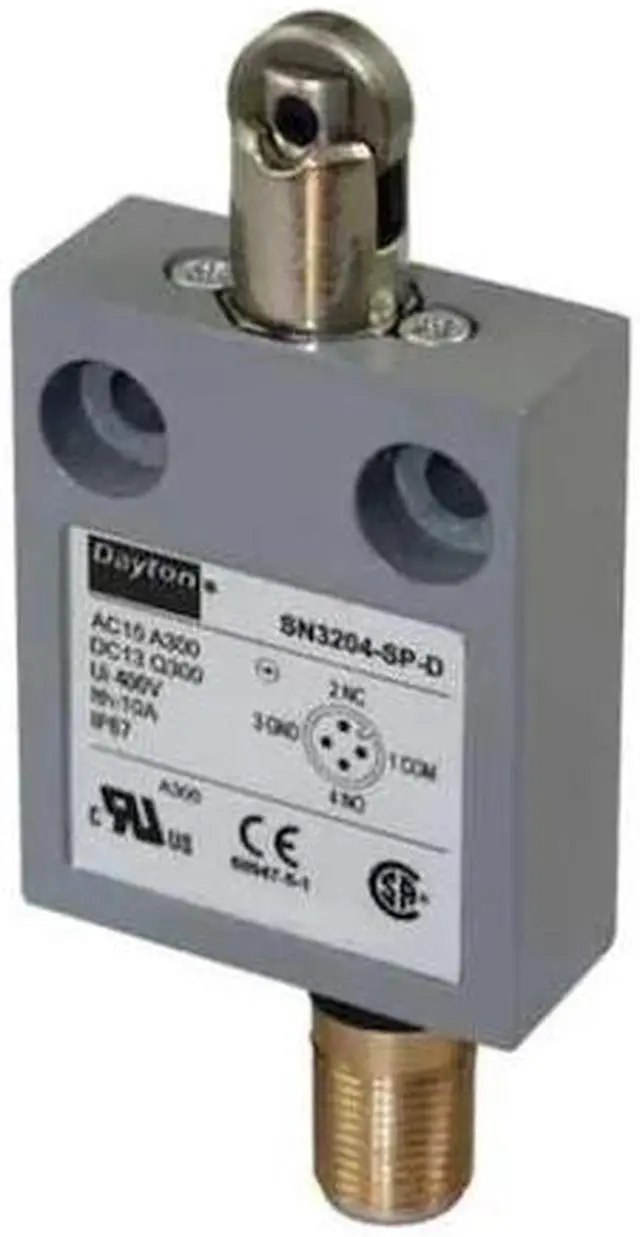 Alt view image 2 of 2 - DAYTON 12T941 Limit Switch, Plunger, Roller, SPDT, 10A at 300V AC, Actuator