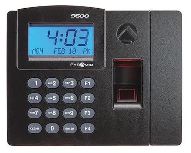 Alt view image 7 of 7 - PYRAMID TTELITEEK Biometric Time Clock System,Digital,