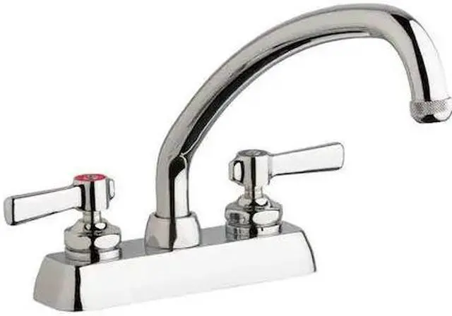 Alt view image 5 of 5 - CHICAGO FAUCET W4D-L9E1-369AB Low Arc Kitchen Faucet, Manual, 4" Mount, 2 Hole