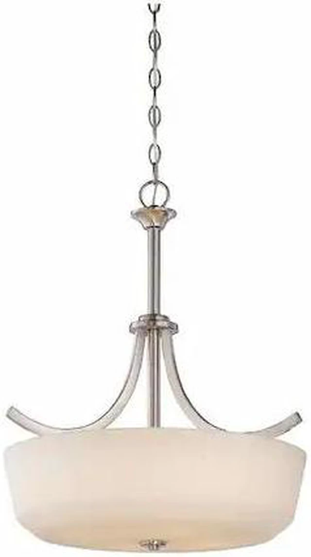 Main image of NUVO 60-5827 Laguna 4 Light Pendant White Glass Brushed Nickel