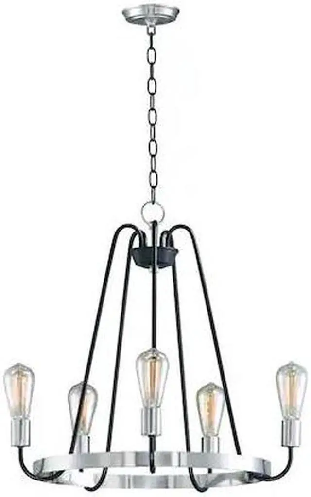 Main image of MAXIM 11735BKSN Haven 5-Light 23.75" Wide Black / Satin Nickel Chandelier