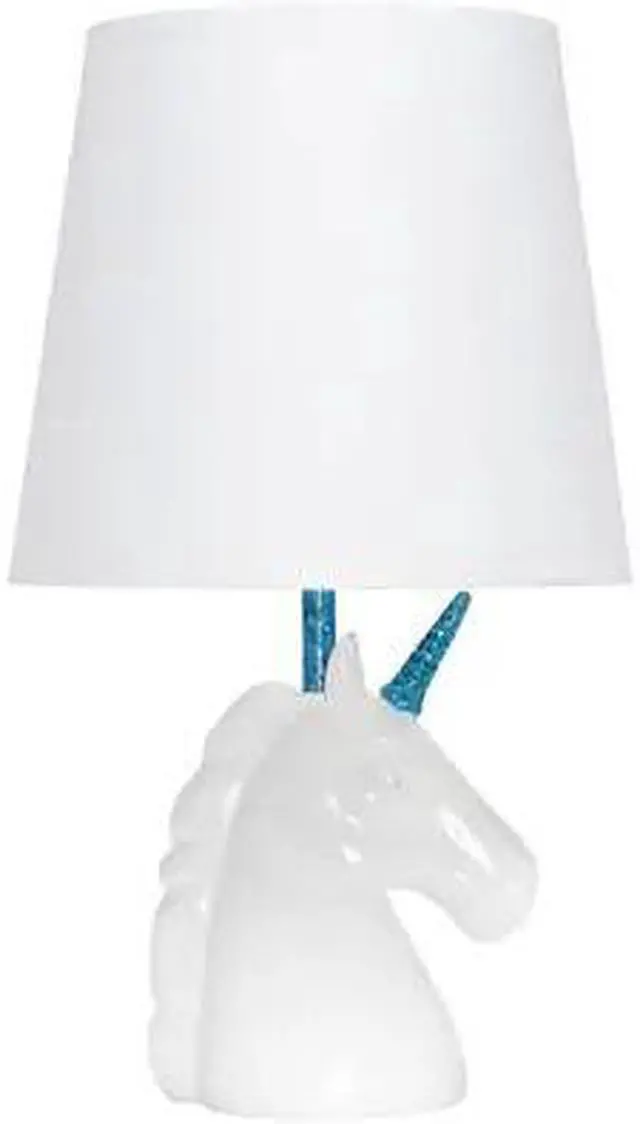 Alt view image 7 of 14 - Simple Designs Sparkling Blue and White Unicorn Table Lamp