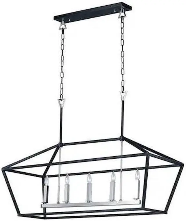 Main image of MAXIM 25157TXBPN Abode 5-Light 18.5" Wide Textured Black / Polished Nickel
