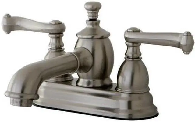 Alt view image 3 of 6 - Kingston Brass KS7008FL 4 in. Centerset Lavatory Faucet with Heritage Spout & Metal Lever Handle, Satin Nickel