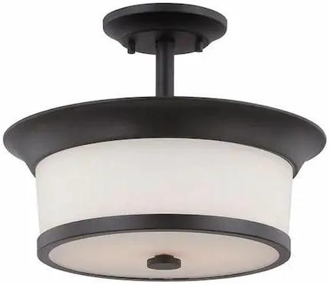 Alt view image 2 of 2 - Nuvo Lighting 605550 Two Light Semi Flush Mount, BronzeDark