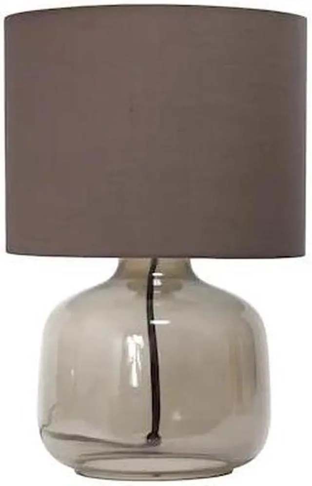Alt view image 2 of 15 - Simple Designs Glass Table Lamp with Fabric Shade, Smoke with Gray Shade