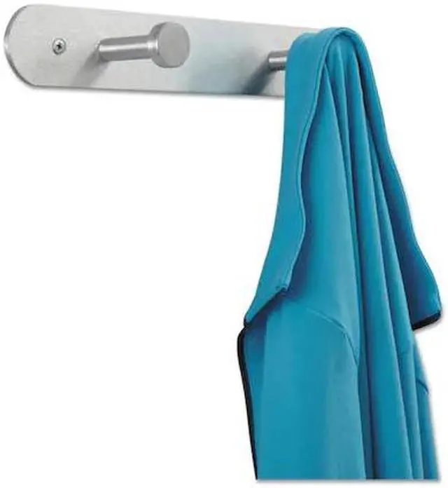 Alt view image 3 of 12 - Safco Nail Head Wall Coat Rack, Two Hooks, Metal, Satin Aluminum