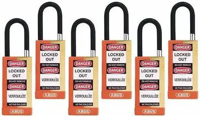 Alt view image 2 of 2 - Abus Alike-Keyed Padlock, Open Shackle Type, 1-1/2" Shackle Height, Orange 20137
