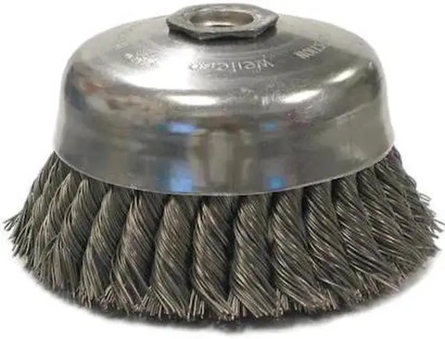 Main image of WEILER 12826 4" Single Row Knot Wire Cup Brush, .023" Steel Fill, 5/8"-11 UNC