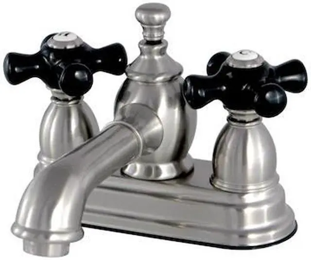 Alt view image 2 of 4 - Kingston Brass KS7008PKX 4 in. Long Spout Centerset Lavatory Faucet with Brass Pop-Up Cross Handle, Satin Nickel