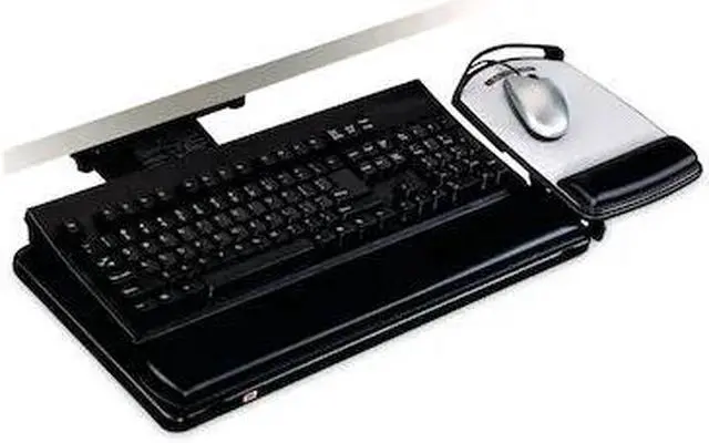 Alt view image 16 of 20 - 3M Knob Adjust Keyboard Tray With Highly Adjustable Platform Black AKT80LE