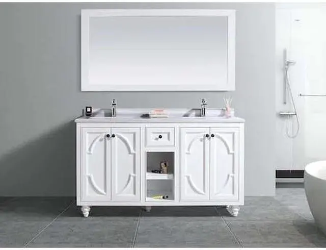 Alt view image 4 of 9 - Odyssey - 60 - White Cabinet + White Stripes Marble Countertop