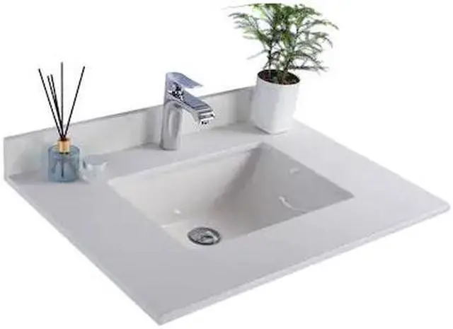 Alt view image 2 of 4 - White Quartz Marble Countertop - 30" - Single Hole with Rectangular Sink