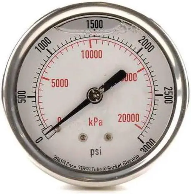 Main image of ZORO SELECT 4CFU5 Commercial Pressure Gauge, 0 to 3,000 psi, 2 1/2 in Dial, 1/4