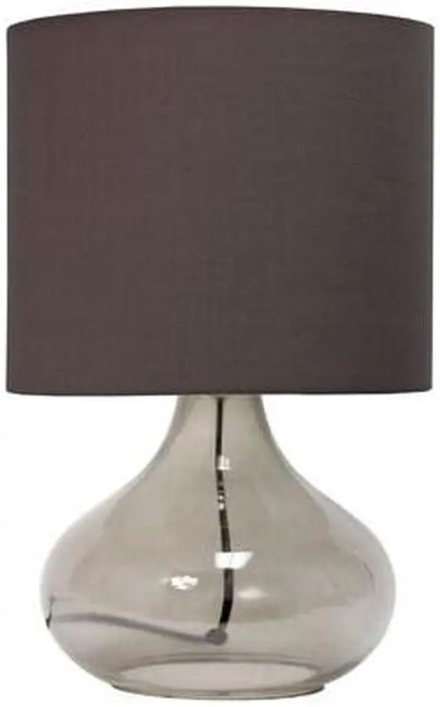 Alt view image 7 of 19 - Simple Designs Glass Raindrop Table Lamp with Fabric Shade, Smoke Gray with Gray Shade