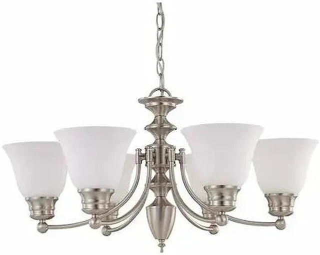 Main image of NUVO 60-3255 Empire 6-Light 26 in. Chandelier with Frosted White Glass