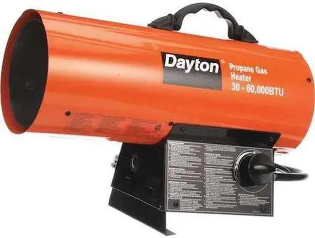 Alt view image 2 of 2 - DAYTON 3VE54 Portable Gas Torpedo Heater, Liquid Propane, Continuous Spark, 8
