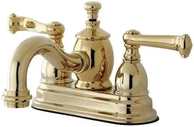 Alt view image 3 of 6 - Kingston Brass KS7102FL 4 in. Royale Centerset Lavatory Faucet with Brass Pop-Up & Metal Lever Handle Polished Brass
