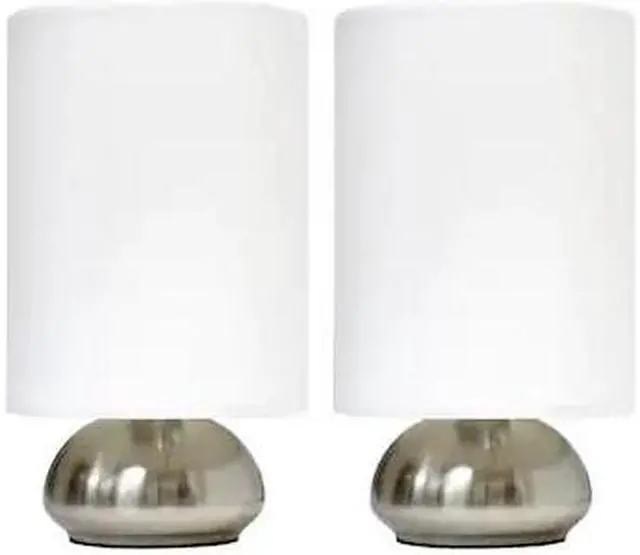 Alt view image 2 of 8 - Simple Designs Gemini 2 Pack Mini Touch Lamp with Brushed Nickel Base and Fabric Shades