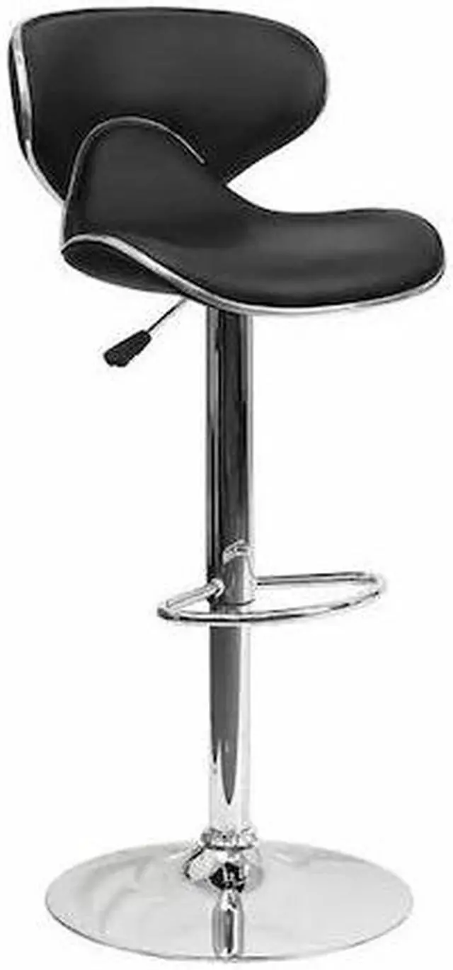 Alt view image 15 of 20 - Contemporary Cozy Mid-Back Black Vinyl Adjustable Height Barstool with Chrome Base