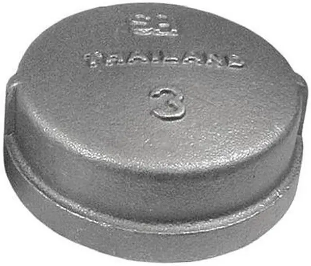 Main image of ZORO SELECT 2WU80 Cap Cap, 3" Pipe, FNPT, Malleable Iron, 150