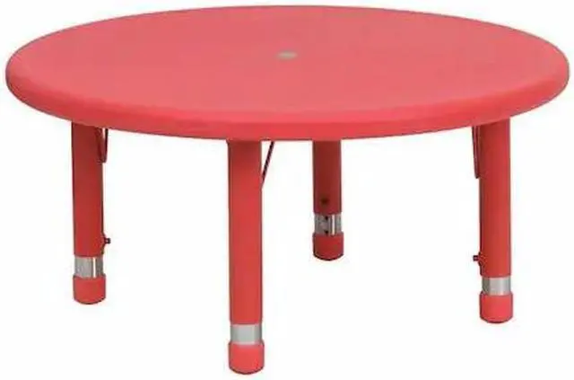 Main image of 33'' Round Red Plastic Height Adjustable Activity Table