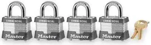 Alt view image 2 of 5 - Master Lock - 3QCOM - Master Lock Silver Laminated Steel General Security Padlock Hardened Steel Shackle