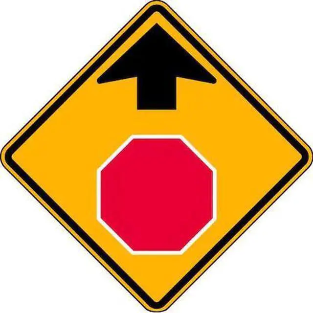 Main image of LYLE W3-1-30HA Stop Sign Ahead Pictogram Sign, 30" W, 30" H, No Text, Aluminum