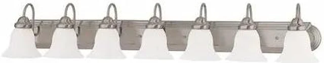 Main image of NUVO 60-3283 Ballerina 7 Light 48 in. Vanity Frosted White Glass Brushed